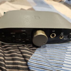 Gray Audio Interface with Gold Knob